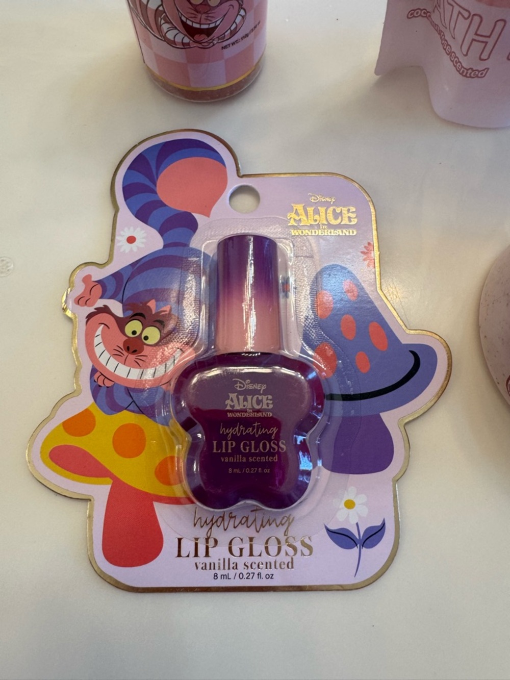 Disney Alice in Wonderland Cheshire Cat Spa Bundle Bath Bomb Lip Gloss Body Care - Picture 2 of 8